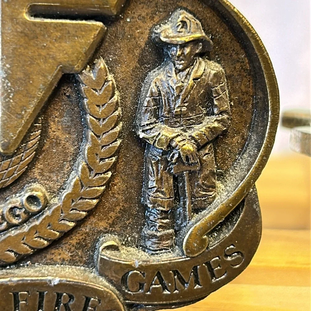 Vintage collectable World Police and Fire Games belt buckle made in USA